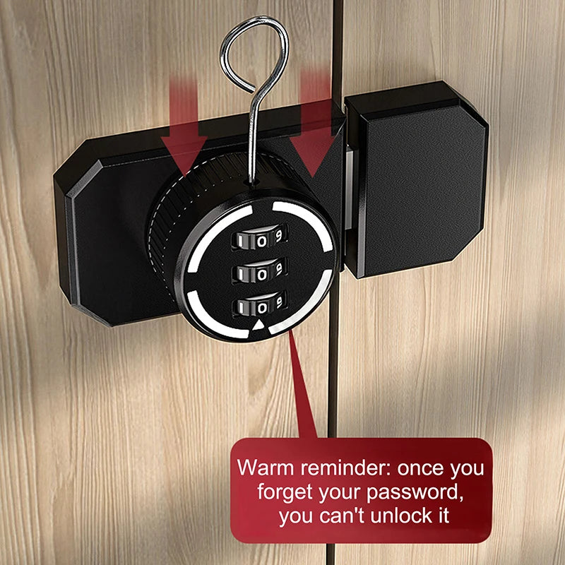 New 1 Set No-Punch Combination Door Lock 3 Digit Password Cabinet Locks With Combination Latch For Closet Door Door Peaceful Pleasures Health and Wellness