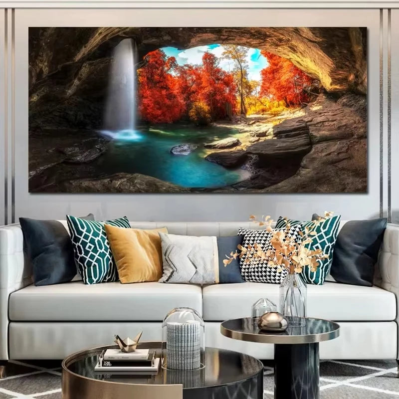 Nature Landscape Canvas Wall Art – Sunshine Forest Lake Print Landscape Canvas Print Peaceful Pleasures Health and Wellness ZLH2560 70x140cm No Frame