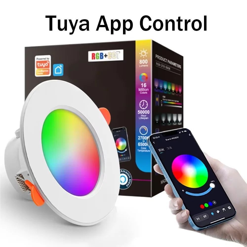 10W Smart RGBCW LED Recessed Downlight | Tuya Bluetooth & App