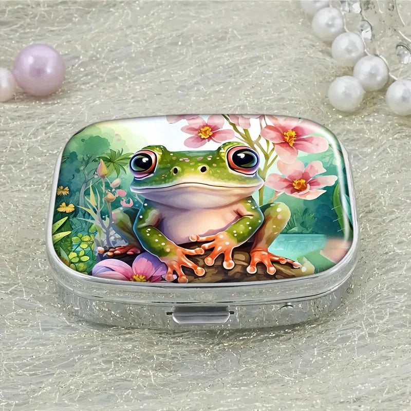 2 Compartment Medicine Pill Case, Compartment Portable Medicine Case, Portable Pill Box For Pocket Or Purse Pill Box Peaceful Pleasures Health and Wellness army green