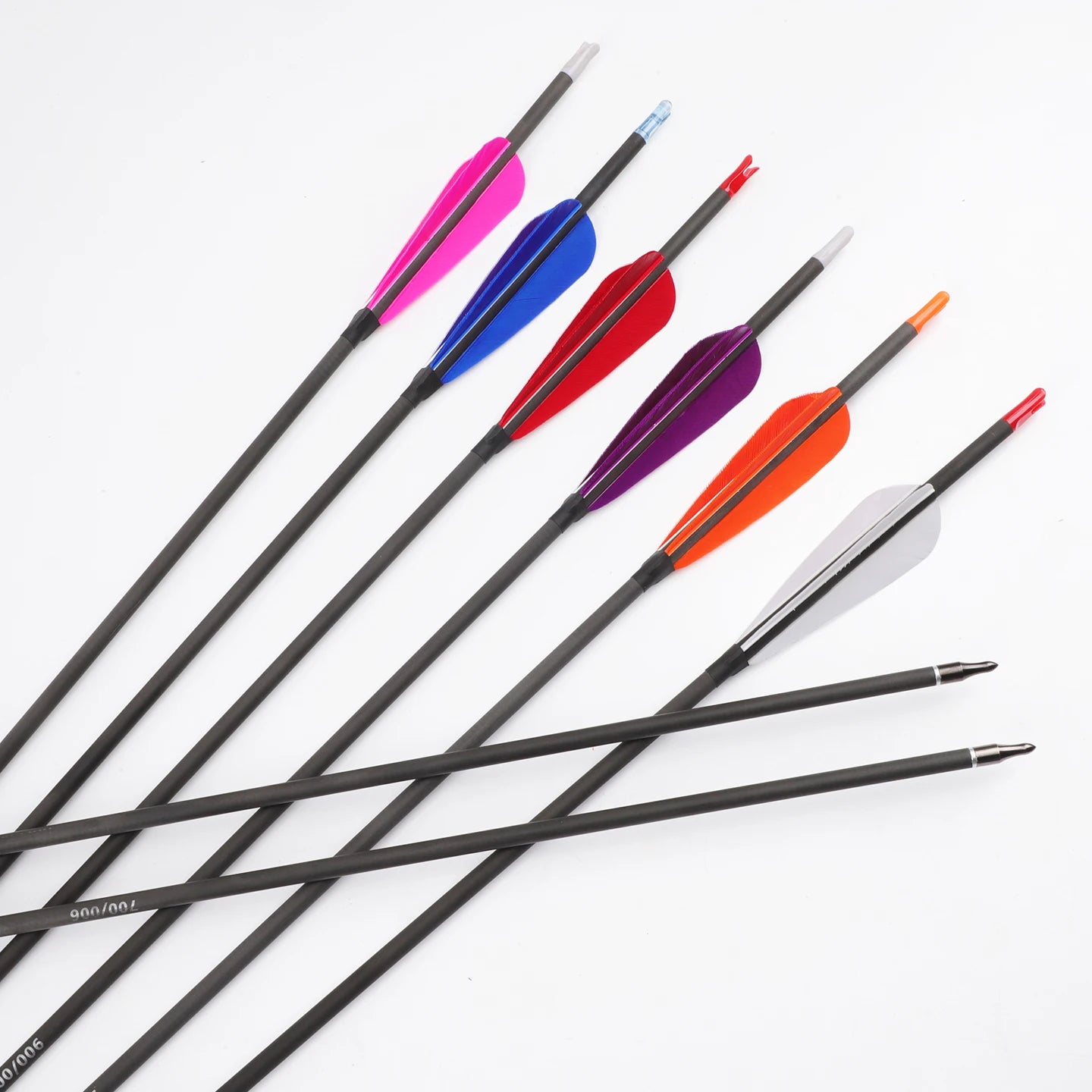 6 ID6 Pure Carbon Arrow 4 Real Feather Spine300 350 400 500 600 700