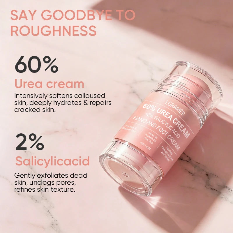 Urea Cream 60 Percent For Feet + 2% Salicylic Acid Exfoliation Foot Cream and Hand Cream Maximum Strength with Hyaluronic Acid Peaceful Pleasures Health and Wellness