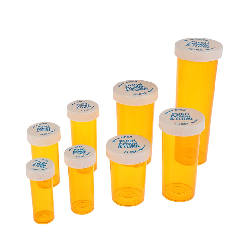 5Pcs Plastic Medicine Pill Bottles With Child Resistant Caps Medicine Containers Travel Pill Vials - 6/8/13/16/20/30/40/60 Dram Peaceful Pleasures Health and Wellness