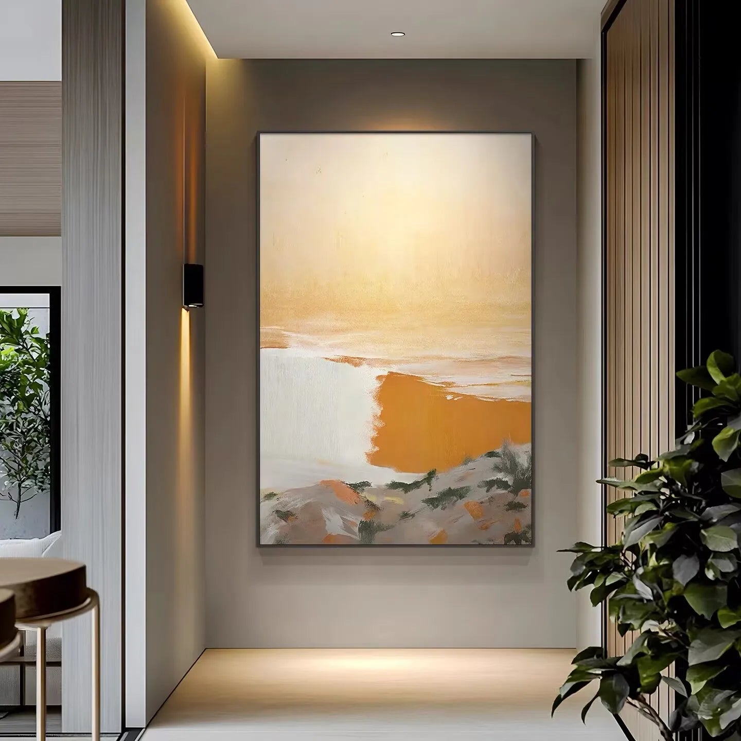 Nordic Abstract Oil Painting On Canvas Pure Handmade Wall Art Picture For Home Decor Haning Poster Mural For Living Room Bedroom Peaceful Pleasures Health and Wellness