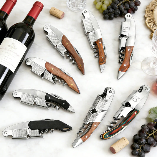 Wine Opener, Double Hinged Manual Wine Key for Bartender, Server, Waiter, Stainless Steel Wine Bottle Opener Corkscrew Peaceful Pleasures Health and Wellness