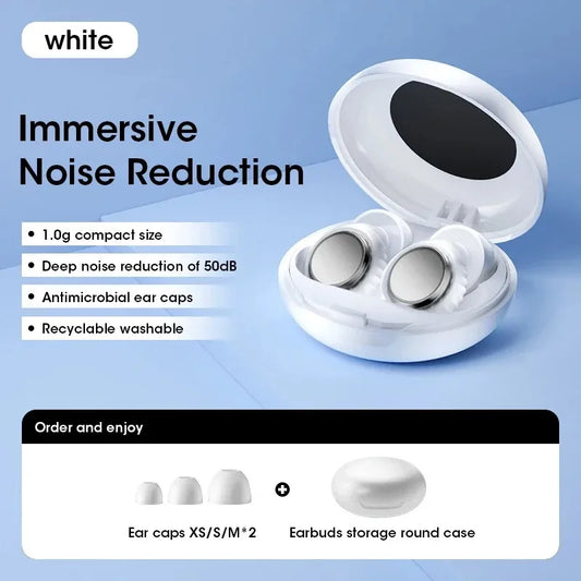 Reusable Silicone Noise Reduction Ear Plugs for Sleeping Concerts Study Travel Peaceful Pleasures Health and Wellness White