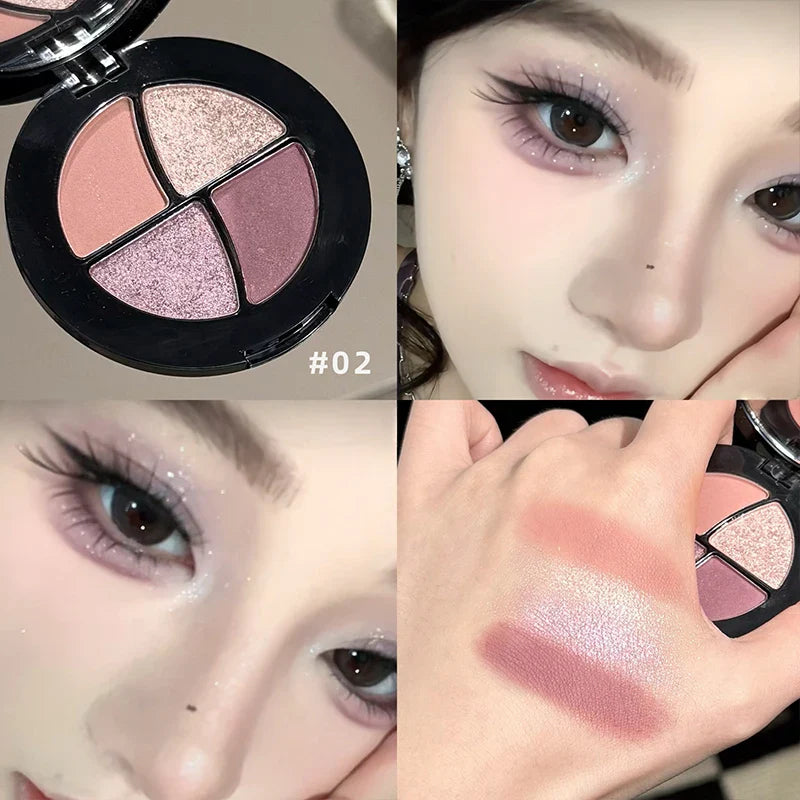 Art Value 4-Color Eyeshadow Palette – Glitter, Shimmer & Matte