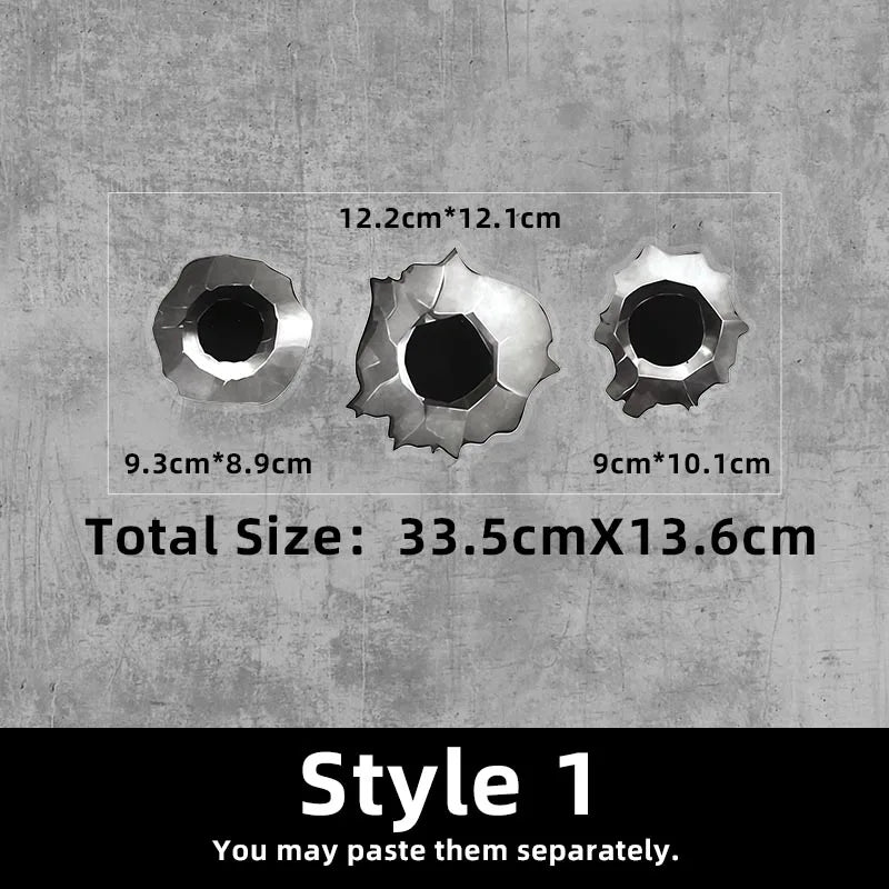3-Pack Realistic Fake Bullet Hole Car Stickers Waterproof Sunproof Gunshot Decals Funny Prank Stickers to Cover Car Scratches Peaceful Pleasures Health and Wellness Style 1