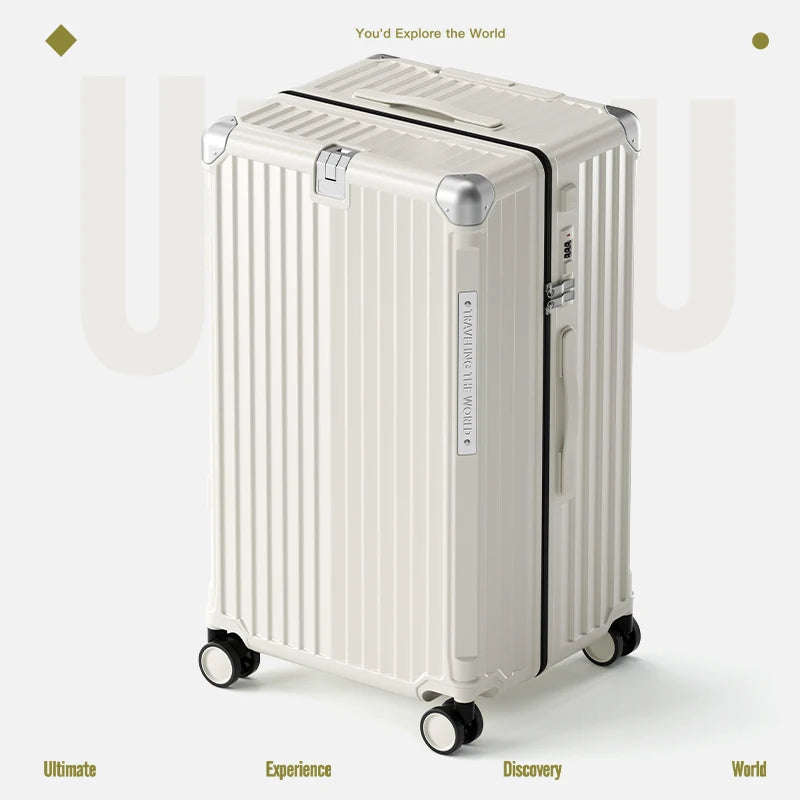 Hard Shell Carry-On Suitcase Rolling Travel Luggage with Spinner Wheels 20 24 26 28 30 Inch Large Capacity Durable Luggage Peaceful Pleasures Health and Wellness White Zipper Type 30 inch