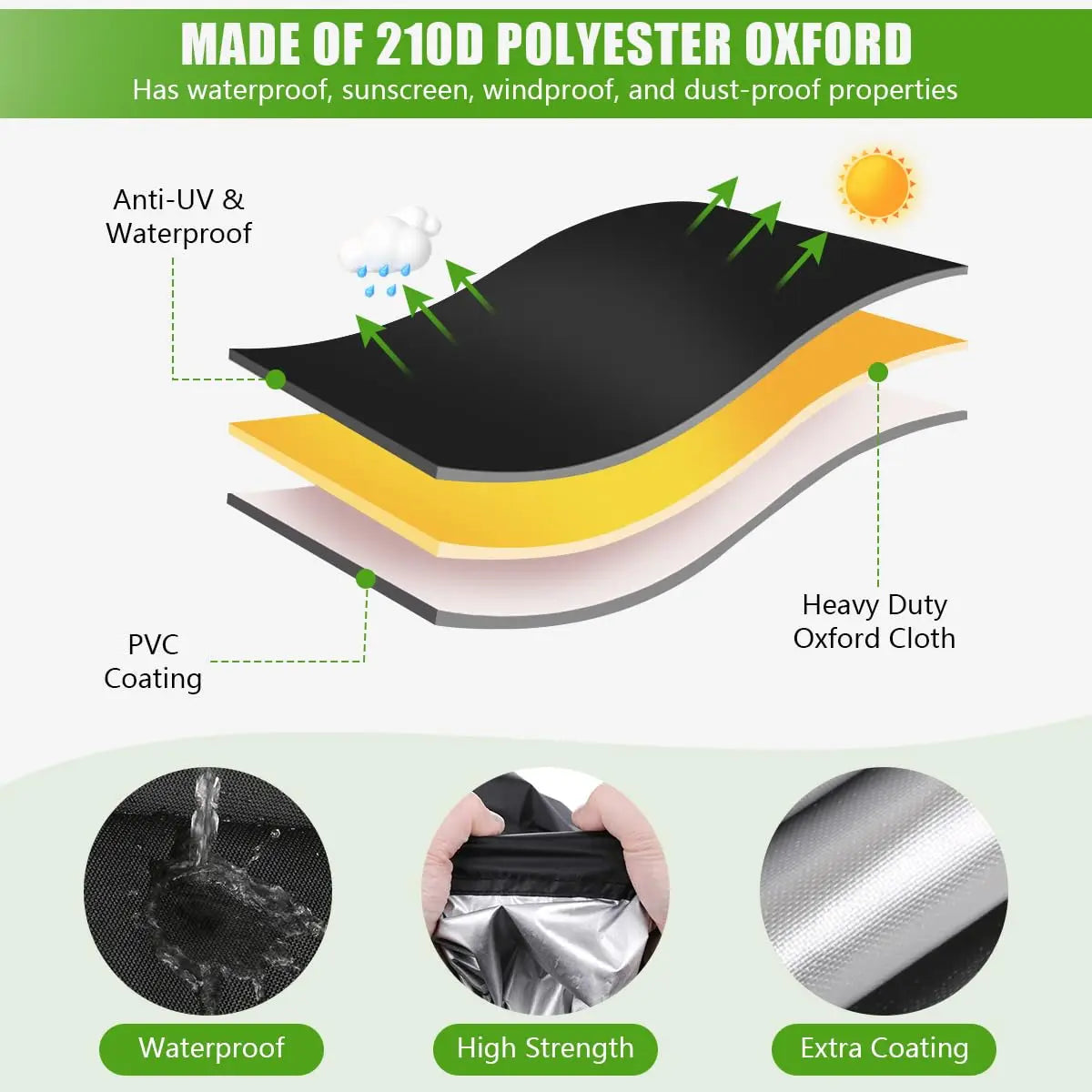 Waterproof Lawn Mower Cover | 210D Oxford Heavy Duty PA Coating