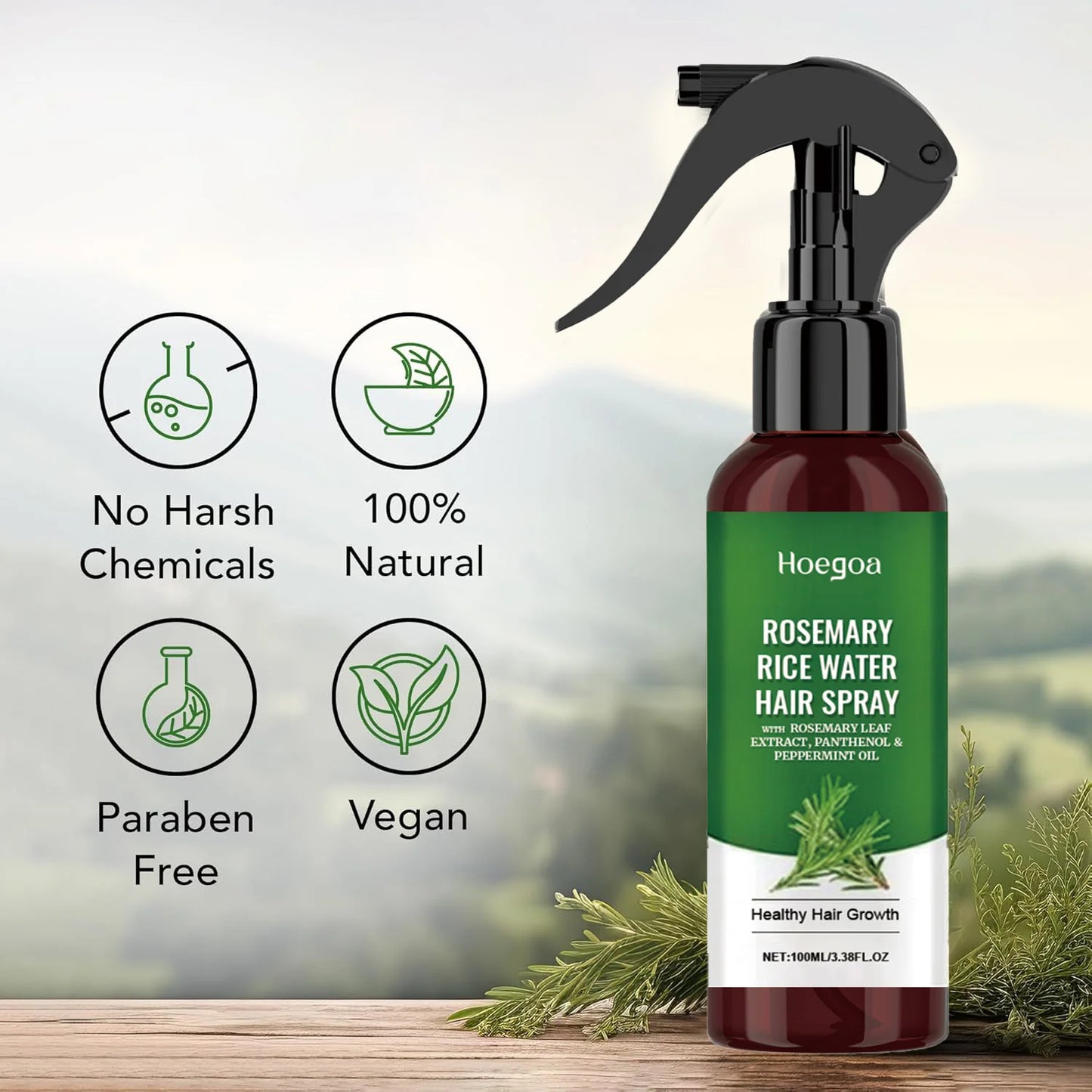 HOEGOA Rosemary Rice Water Hair Growth Spray 100ml