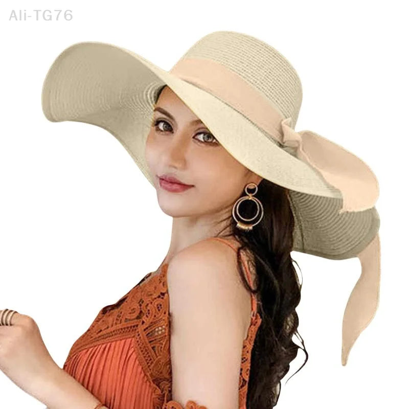 Women's Foldable Straw Sun Hat – Beach Travel Panama Cap