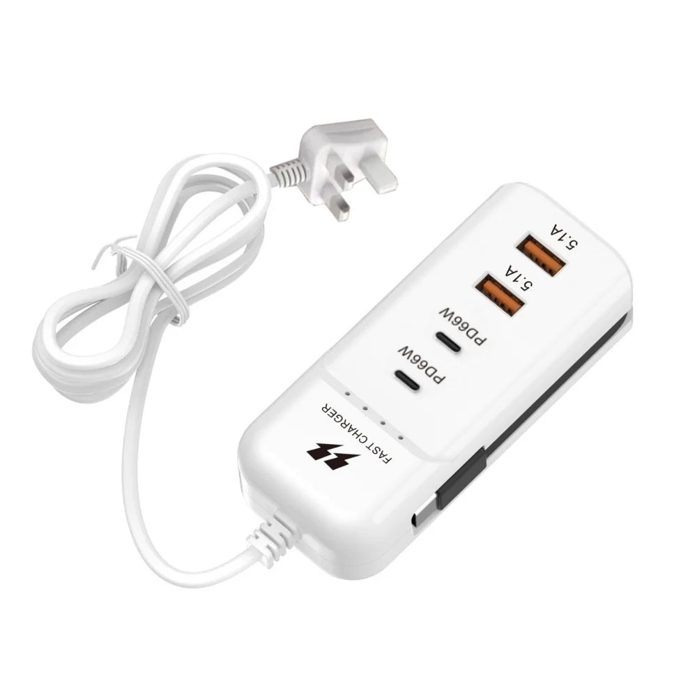 66W USB-C 4-Port Fast Charger | PD & Quick Charge 3.0 Wall Hub