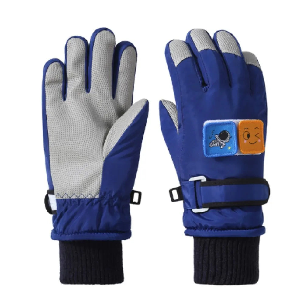 Kids' Snow Gloves for Boys Girls - Winter Warm with Anti-Slip Grip & Cute Designs for Bike Riding, Snow Play, Skating Peaceful Pleasures Health and Wellness Blue-L