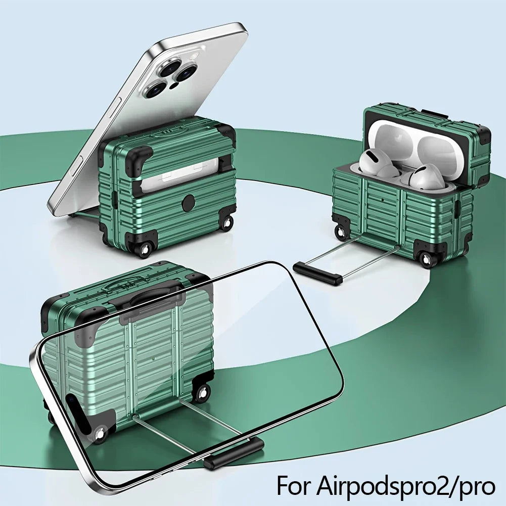 Mini Suitcase AirPods Case – Drop-Proof PC & TPU Cover