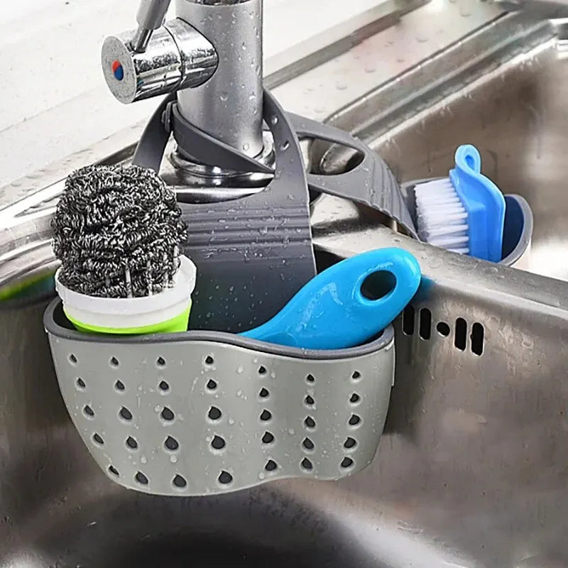 Adjustable Sink Drain Basket – Hanging Sponge & Soap Holder