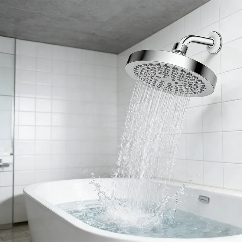 6-Inch Round Electroplated Shower Head with Extension Arm