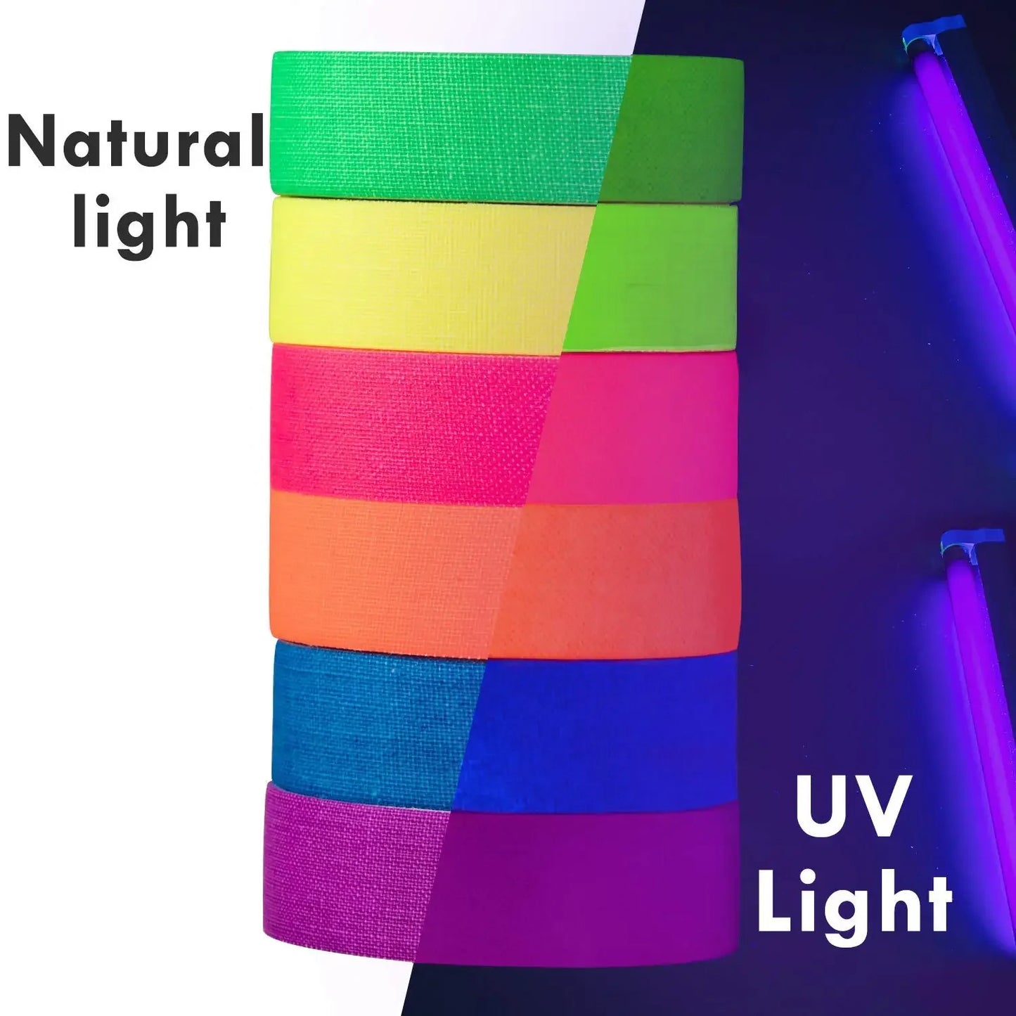2026 Neon UV Glow Cotton Tape for Party Safety Warning Gaffer Tape with Home & Wedding Decorations Glow-in-the-Dark Tape Peaceful Pleasures Health and Wellness 3BF049 15mm 5m