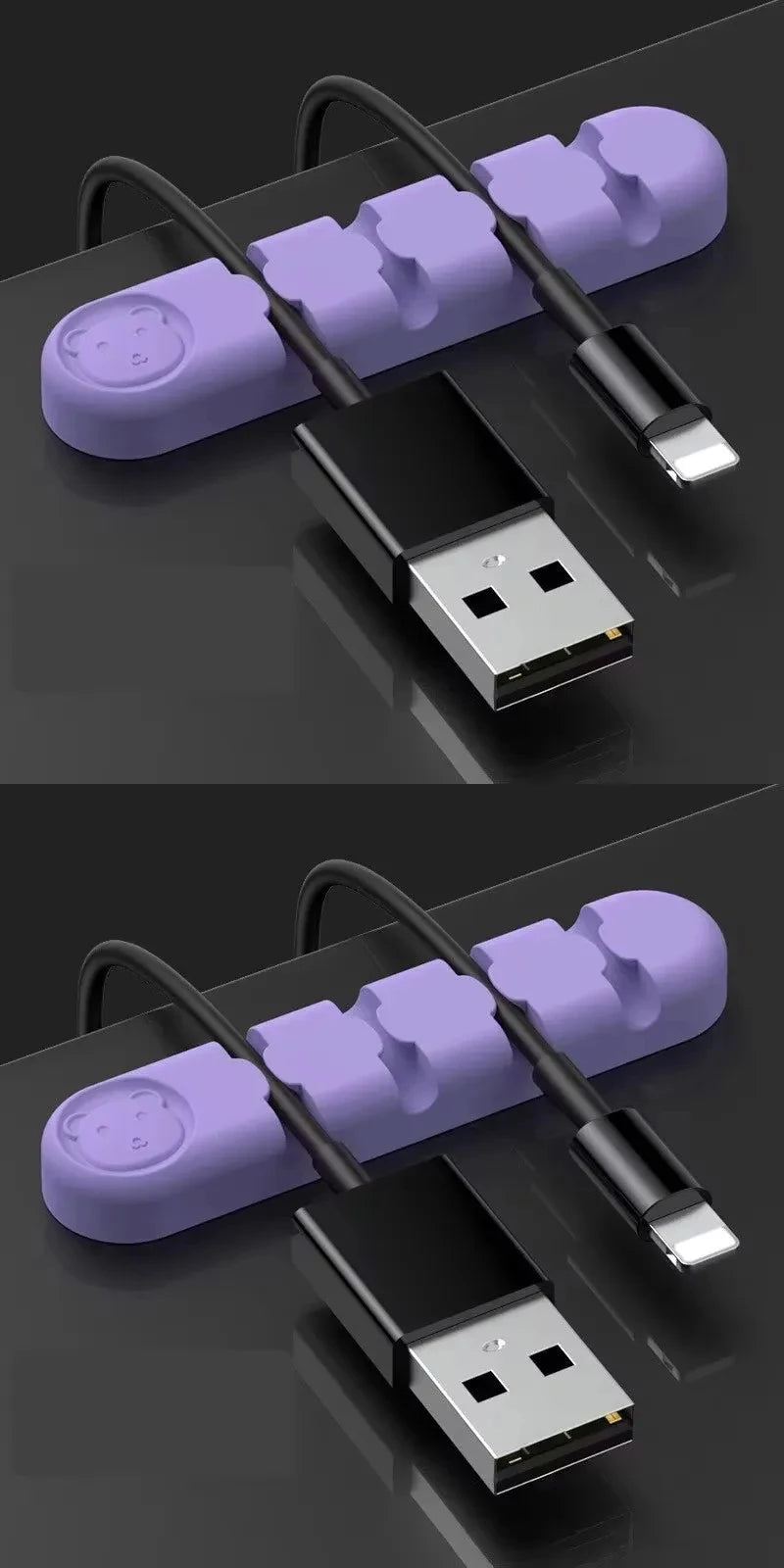 4 Wire Slot USB Cable Organizer Management Wire Holder Cable Winder Tidy Silicone Clips For Mouse Keyboard Earphone Protector Peaceful Pleasures Health and Wellness 2pcs purple