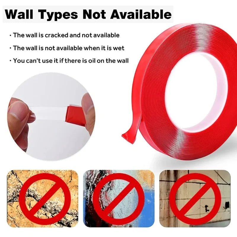 Heavy Duty Nano Double-Sided Tape – Clear, Washable & Reusable