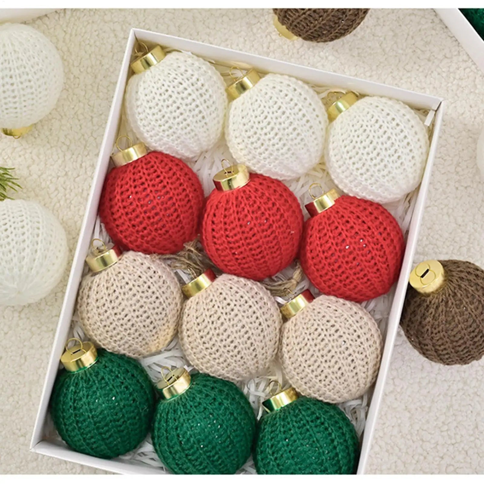 Crochet Christmas Ball Ornaments Set of 12 | Boho Yarn Decor Christmas Ornaments Peaceful Pleasures Health and Wellness