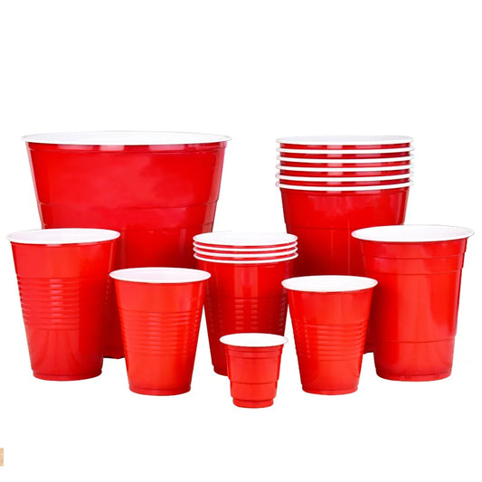50PCS 18OZ 2OZ 16 OZ Plastic Party Cups in Red for Drinks, Soda, Punch, Barbecue, Cola or Water Disposable Peaceful Pleasures Health and Wellness