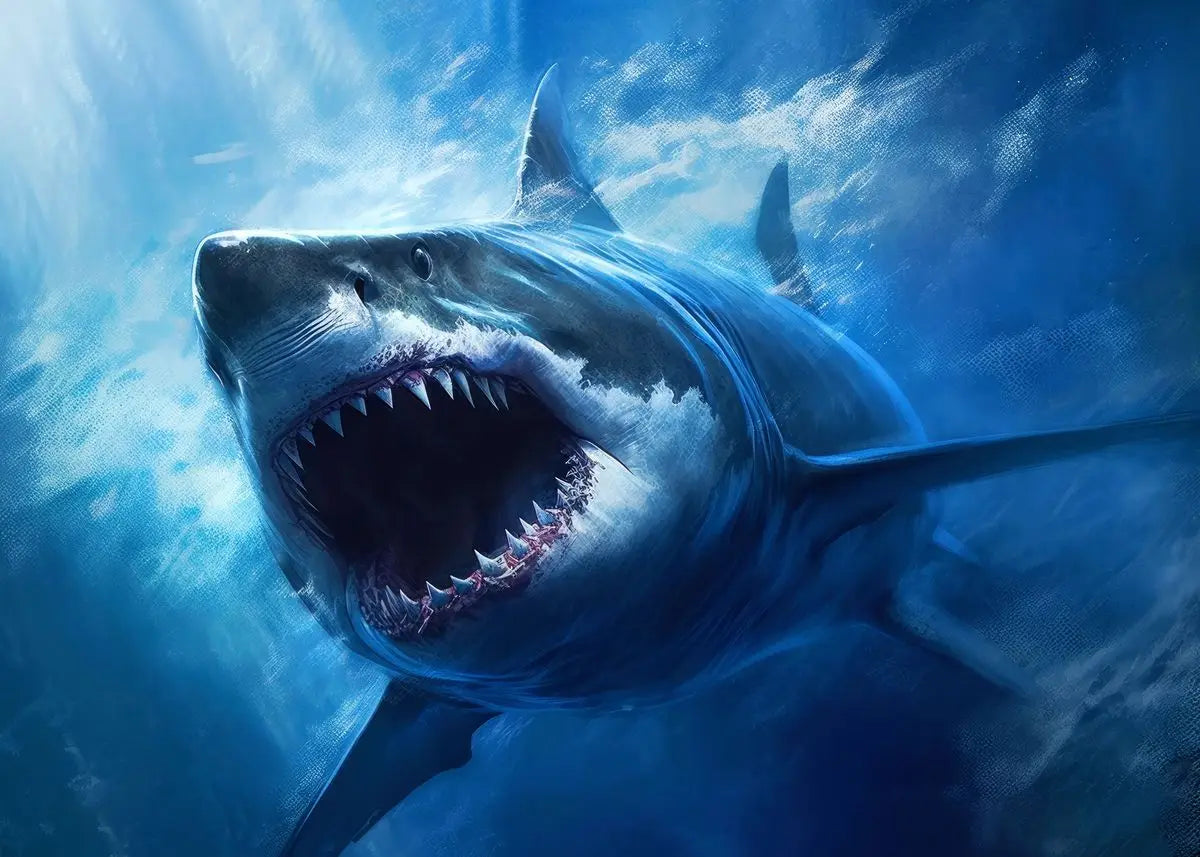 Jaws Posters Shark Canvas Painting Mordern Wall Art Picture Living Room Bedroom Home Decor American Classic Horrible Movie Peaceful Pleasures Health and Wellness T80296-11 50x70cm Unframed