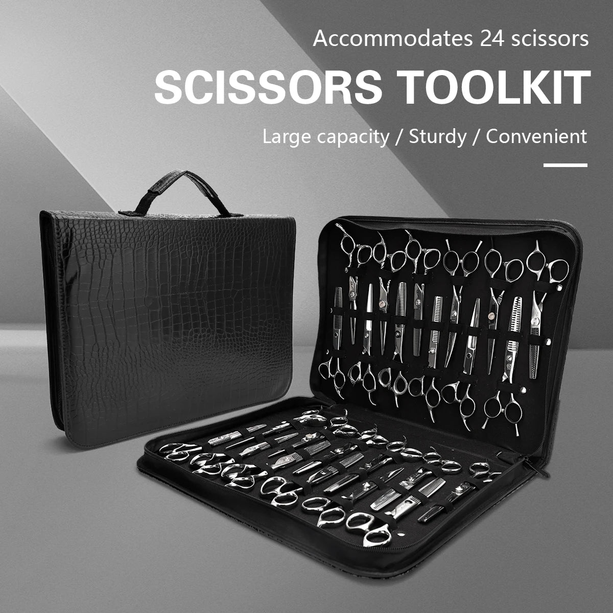 Large Capacity Barber Scissor Storage Bag Salon Leather Pouch Haircut Shears Holdster Bag Portable Hairdressing Storage Box Tool Peaceful Pleasures Health and Wellness