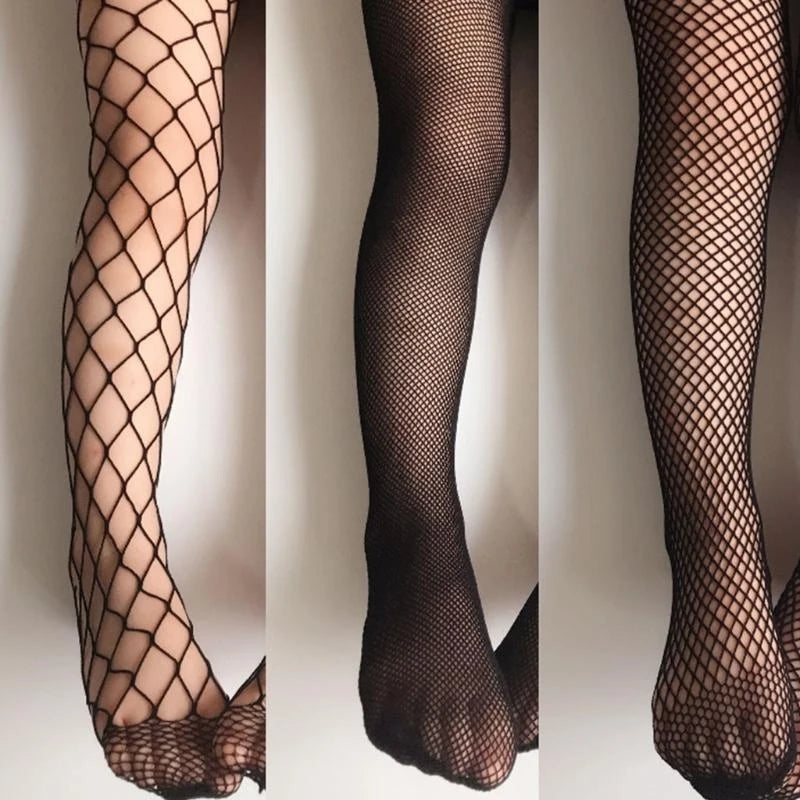 Girls Black Mesh Pantyhose Tights | Kids Stockings Ages 5–13