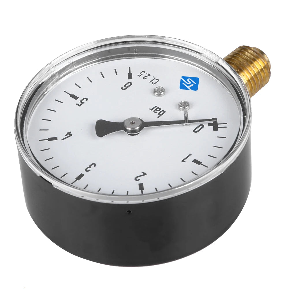 6 Bar Pressure Gauge 2.3" Face | Air Water Oil Gas Manometer