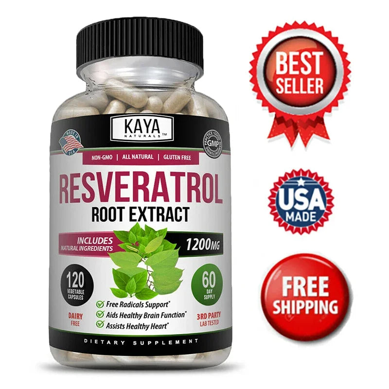 Resveratrol Capsules - Antioxidant Supplement to Support Circulatory Health and Overall Wellness - Non-GMO Peaceful Pleasures Health and Wellness