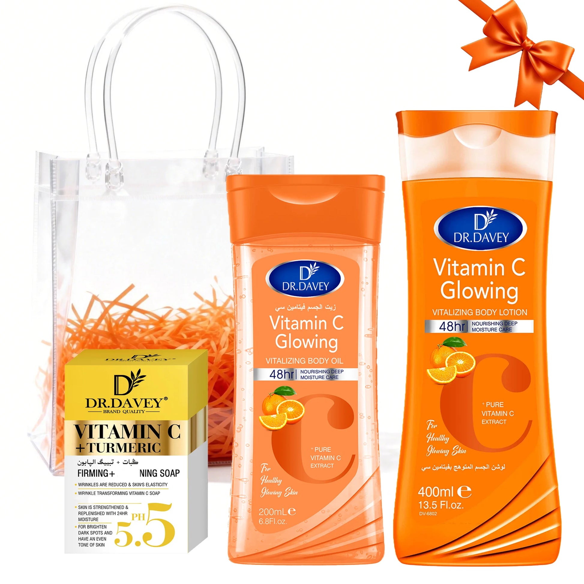 DR.DAVEY VITAMIN C Skin Care3Set Body Lotion+Soap+Body Oil Four Seasons Skin Care Set Gift Cleansing Hydrating and Moisturizing Peaceful Pleasures Health and Wellness VITAMIN C Skin Care