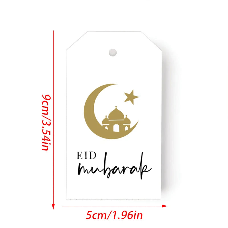 10pcs Eid Mubarak Diamond Hangtags | Gold Moon Star Gift Tags Eid Gift Hangtags Peaceful Pleasures Health and Wellness Gift Tags 10pcs 9x5cm