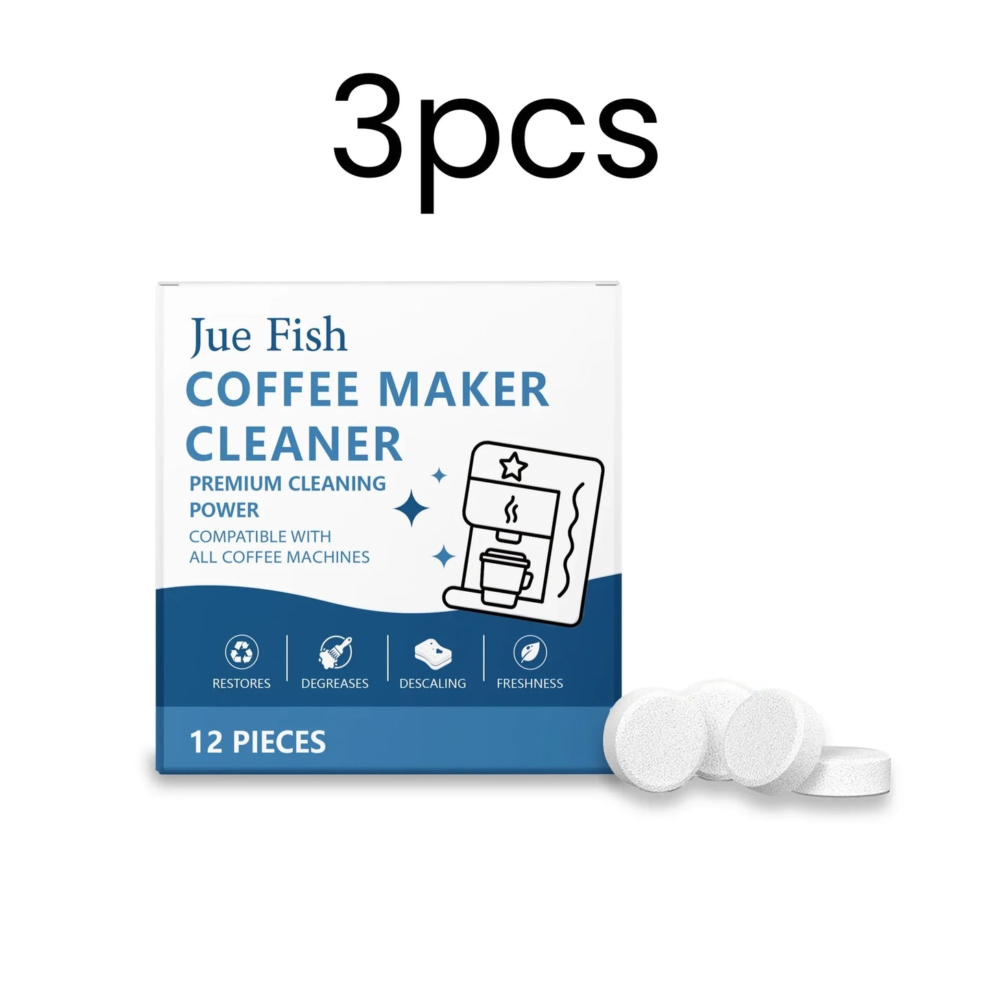 Jue-Fish Coffee Machine Cleaning Tablets 12-Pack | Descaler