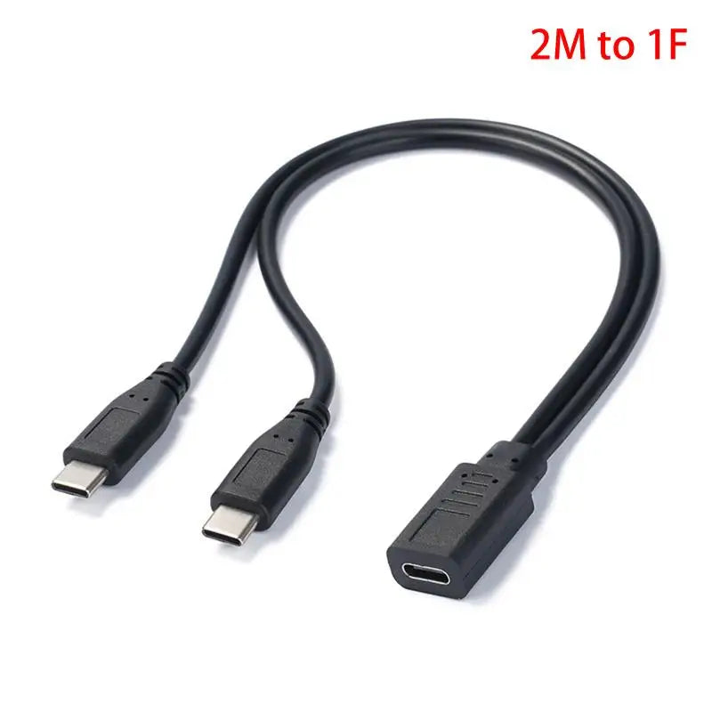 USB-C Splitter 1-to-2 Cable | 15W 3A Charging & Data Sync