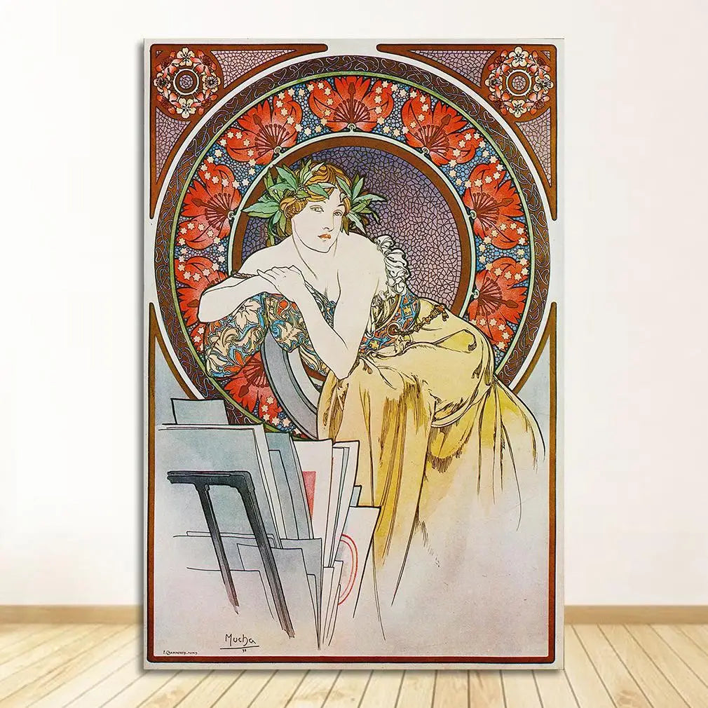 Alphonse Mucha Art Nouveau Vintage Canvas Wall Art Print