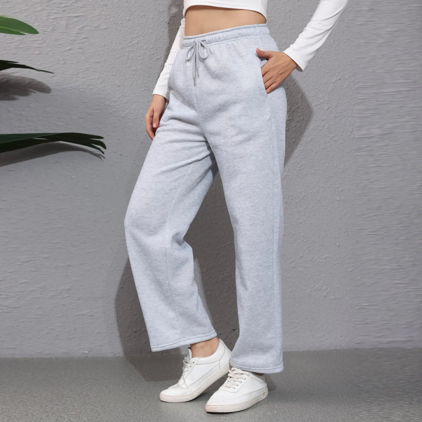 Women's Fleece-Lined Wide Leg Sweatpants | Casual Joggers