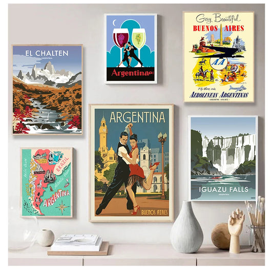 Argentina Vintage Travel Canvas Poster | Retro Wall Art Vintage Canvas Poster Peaceful Pleasures Health and Wellness
