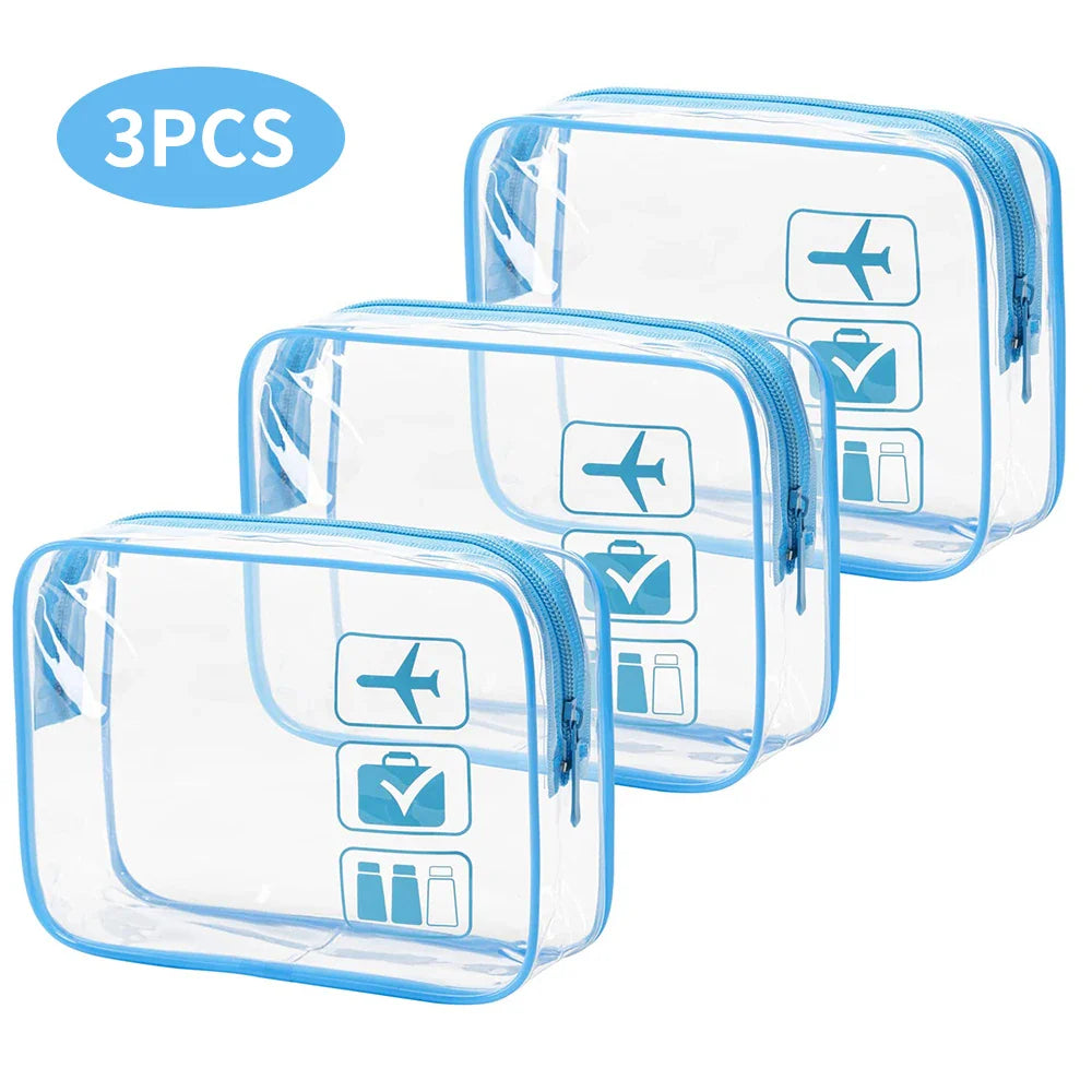 Clear PVC Travel Toiletry Bags – Waterproof Set of 3