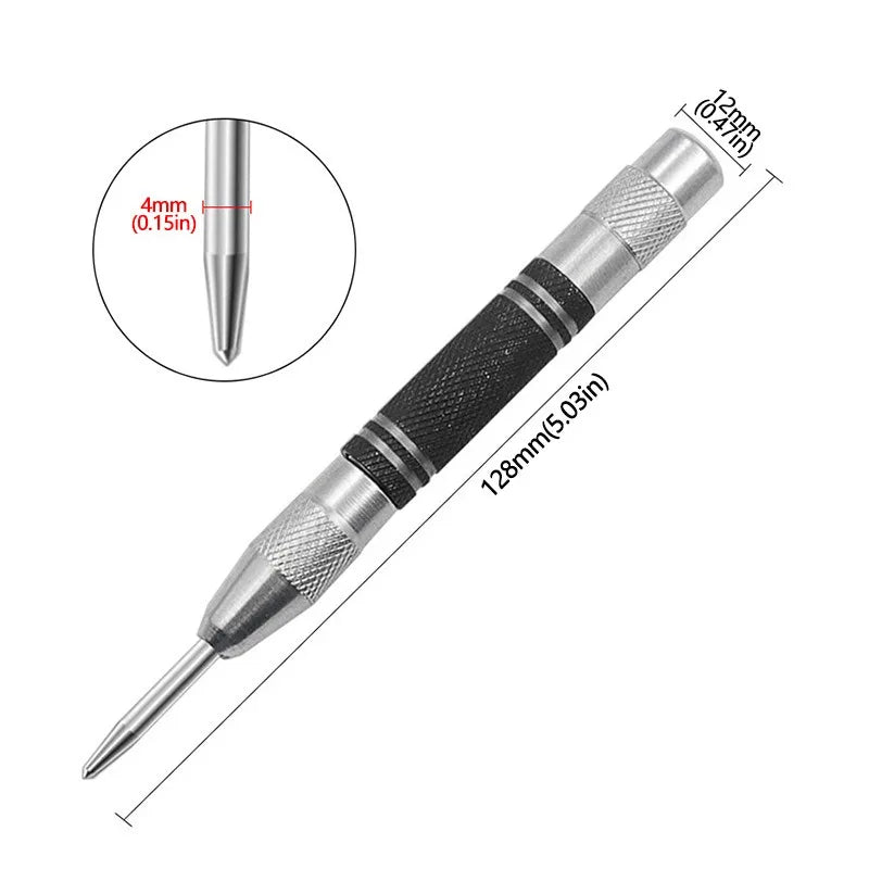 1pcs Automatic Center Punch Automatic Metal Punch Tool Woodworking Tools Loaded Marker Wood Chisel Joinery Carpenter Tool Peaceful Pleasures Health and Wellness 128mm