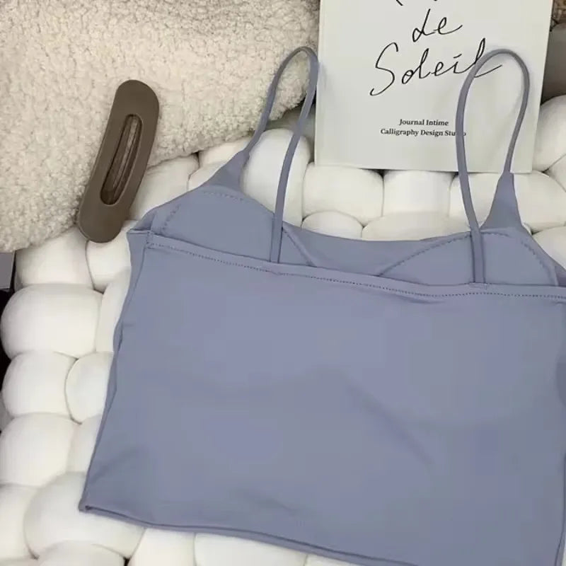 Women Seamless Ice Silk Padded Camisole Bra Top Crop Tank Top for Summer Yoga Workout Running Fitness Lounge Sleepwear Peaceful Pleasures Health and Wellness