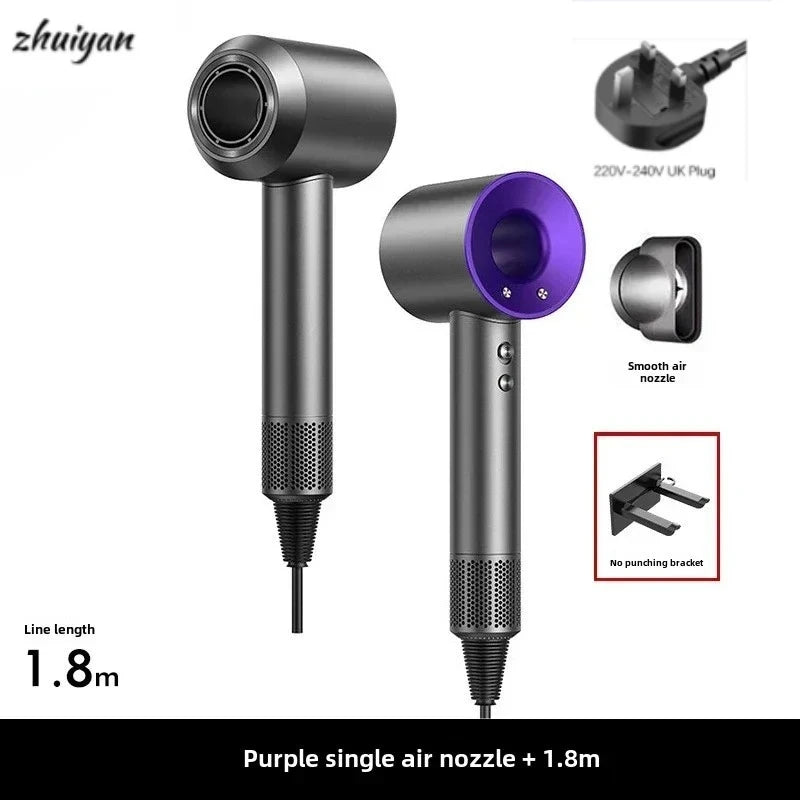 2026 Home Travel Professional Leafless Wall-mounted Hair Dryer Negative Ion with Air Collecting Scattering Nozzle Salon Tool Peaceful Pleasures Health and Wellness purple UK
