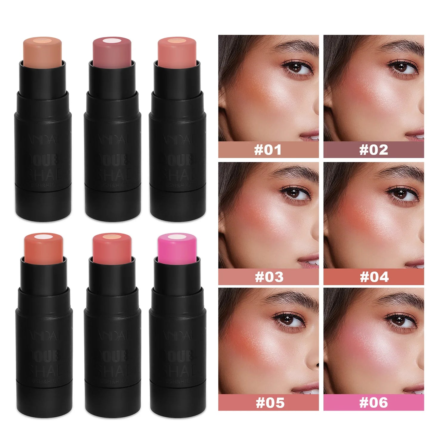 Handaiyan 3-in-1 Blush Highlighter Contour Stick – Cream