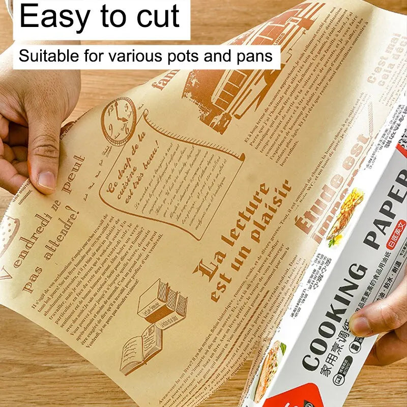 Oil-absorbing Paper Roll for Baking Or Meal Mat With Slide Cutter Easy to Cut &Nonstick 8M Cooking Paper for Bread Kitchen Tool Peaceful Pleasures Health and Wellness