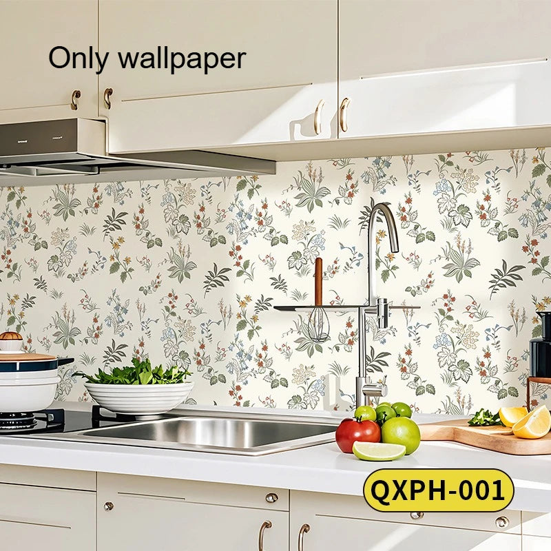1 Roll French Retro Wallpaper Self-adhesive Thickened Bedroom Wardrobe Furniture Cabinet Tabletop Sticker Peaceful Pleasures Health and Wellness QX-PH-001 44cmx3m