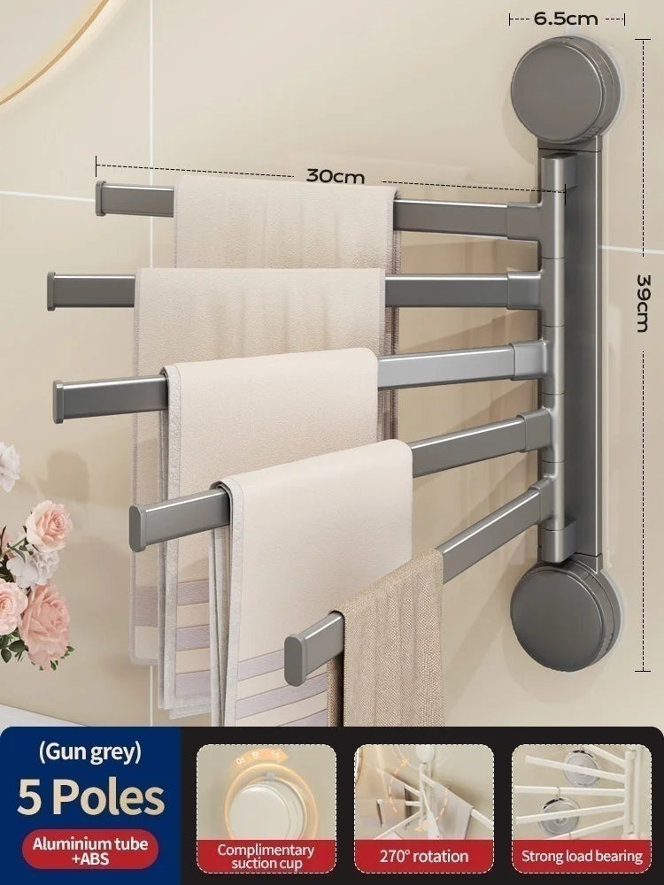 No-Drill Rotating Double Towel Rack | Suction Cup Wall Mount