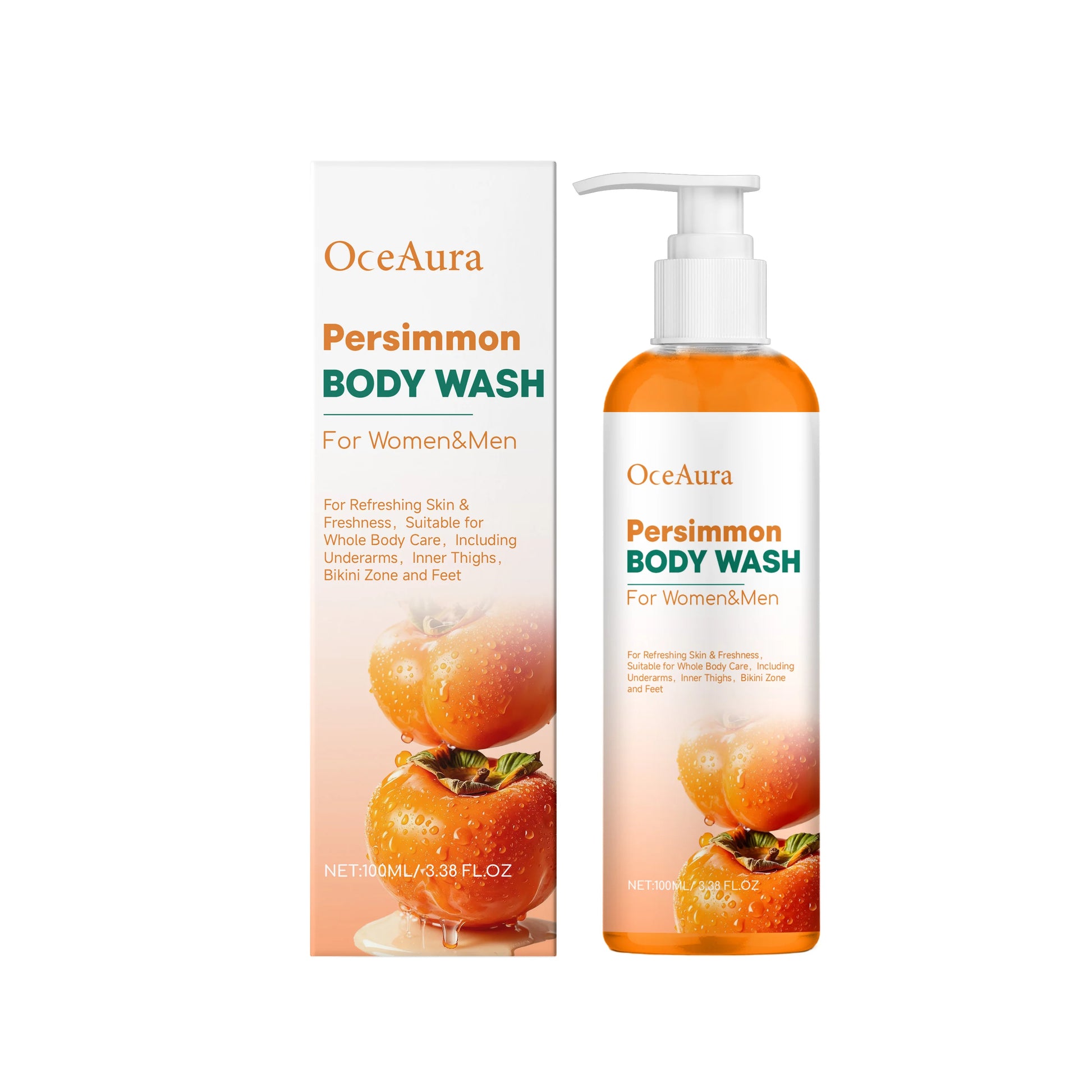 Persimmon Shower Gel Moisturizing Cleansing Brightening Anti-Dryness Body Odor Remover Smoothing Rich Foam Hydrating Body Wash Peaceful Pleasures Health and Wellness 100ml boxed Moisturizing