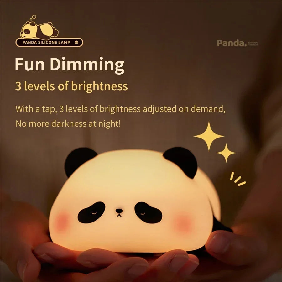 Cute Panda Silicone Patting Lamp Rechargeable Timing LED Night Light For Bedroom Bedside Room Decoration Kids Boys Birthday Gift Peaceful Pleasures Health and Wellness