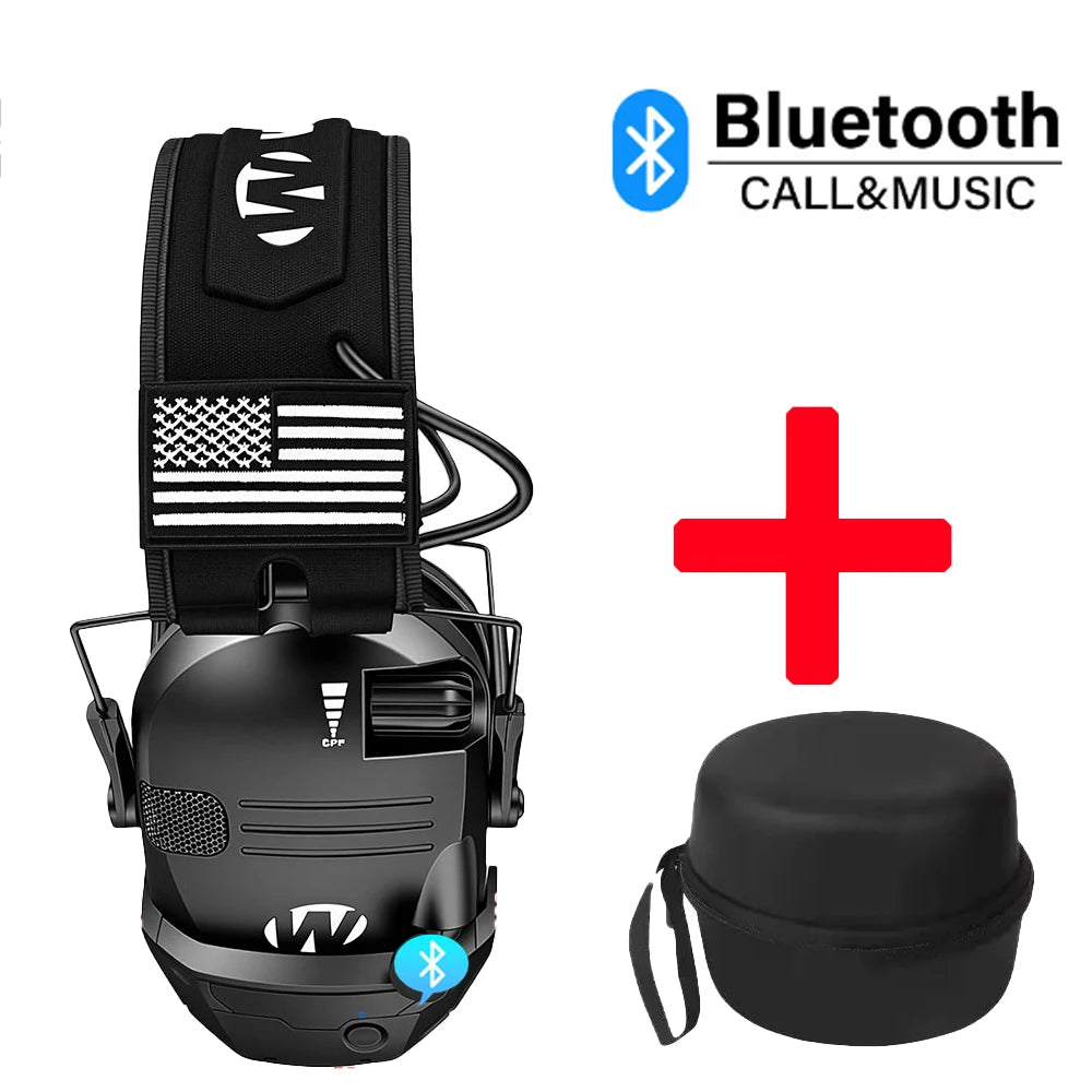 Electronic Bluetooth Earmuffs Shooting Ear Protection Earmuffs Noise Reduction Sound Amplification Hearing Protector with case Peaceful Pleasures Health and Wellness Black-3-piece set