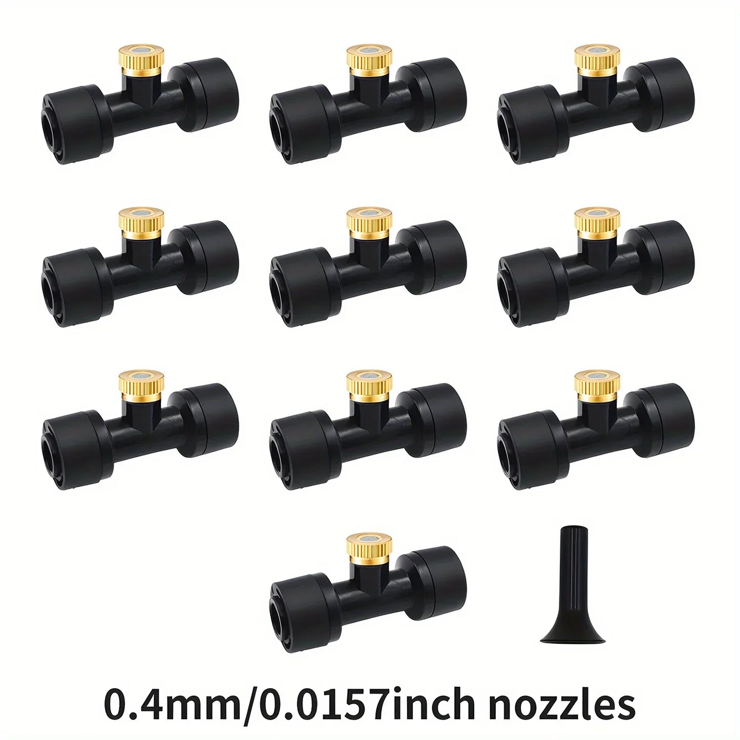 10Pcs lot Misting Fog Nozzles with Quick Access Tee Connector Garden Landscaping Irrigation Sprayers Peaceful Pleasures Health and Wellness 10pcs 0.4mm black